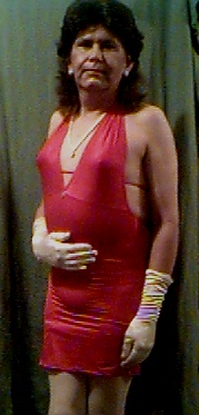 Picture of me wearing a red dress.